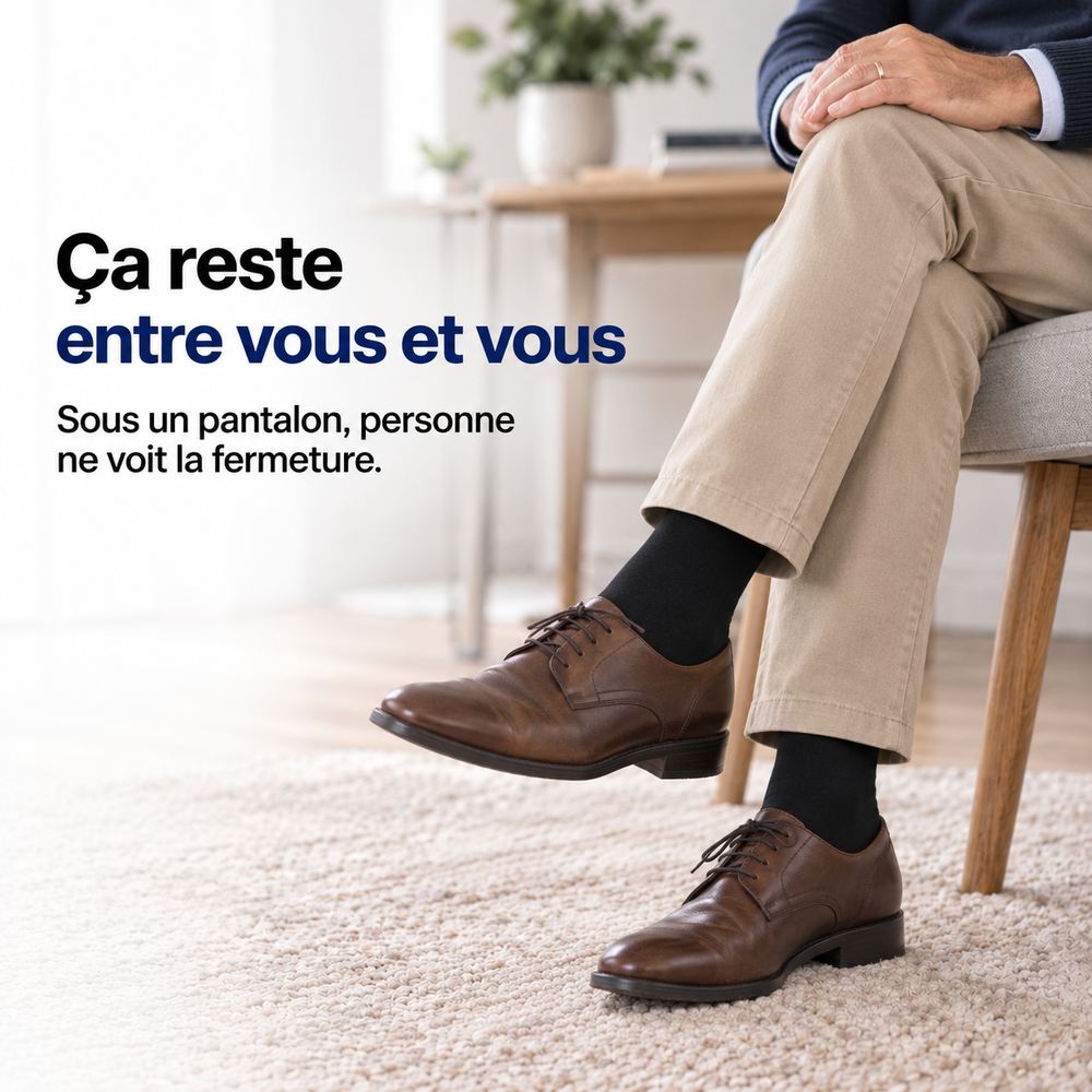 Bas de compression discret sous un pantalon