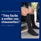 Avis client, bas de compression facile à enfiler grâce à la fermeture éclair