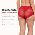 Coupe italienne couvrante en rouge, aucun effet ficelle