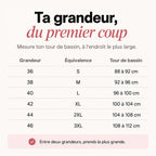 Guide des grandeurs, du 36 au 46, tour de bassin en centimètres
