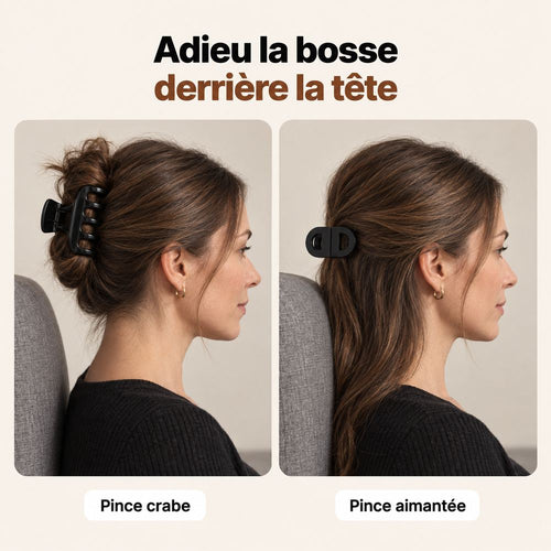 Comparaison entre une pince crabe et la pince aimantée derrière la tête