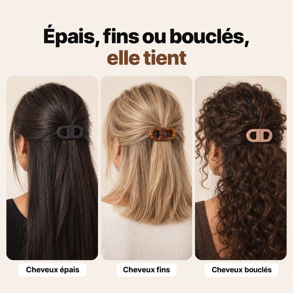 La pince aimantée sur cheveux épais, fins et bouclés
