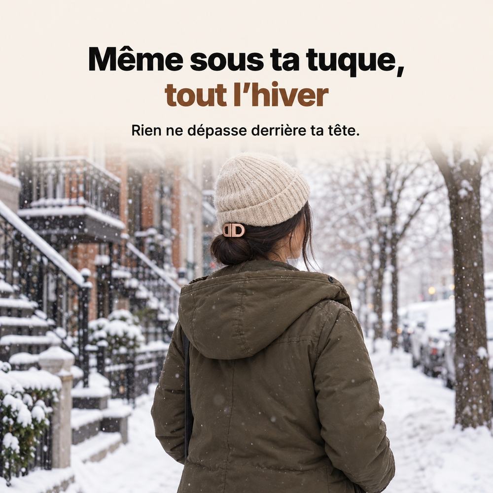 Pince aimantée portée sous une tuque l’hiver