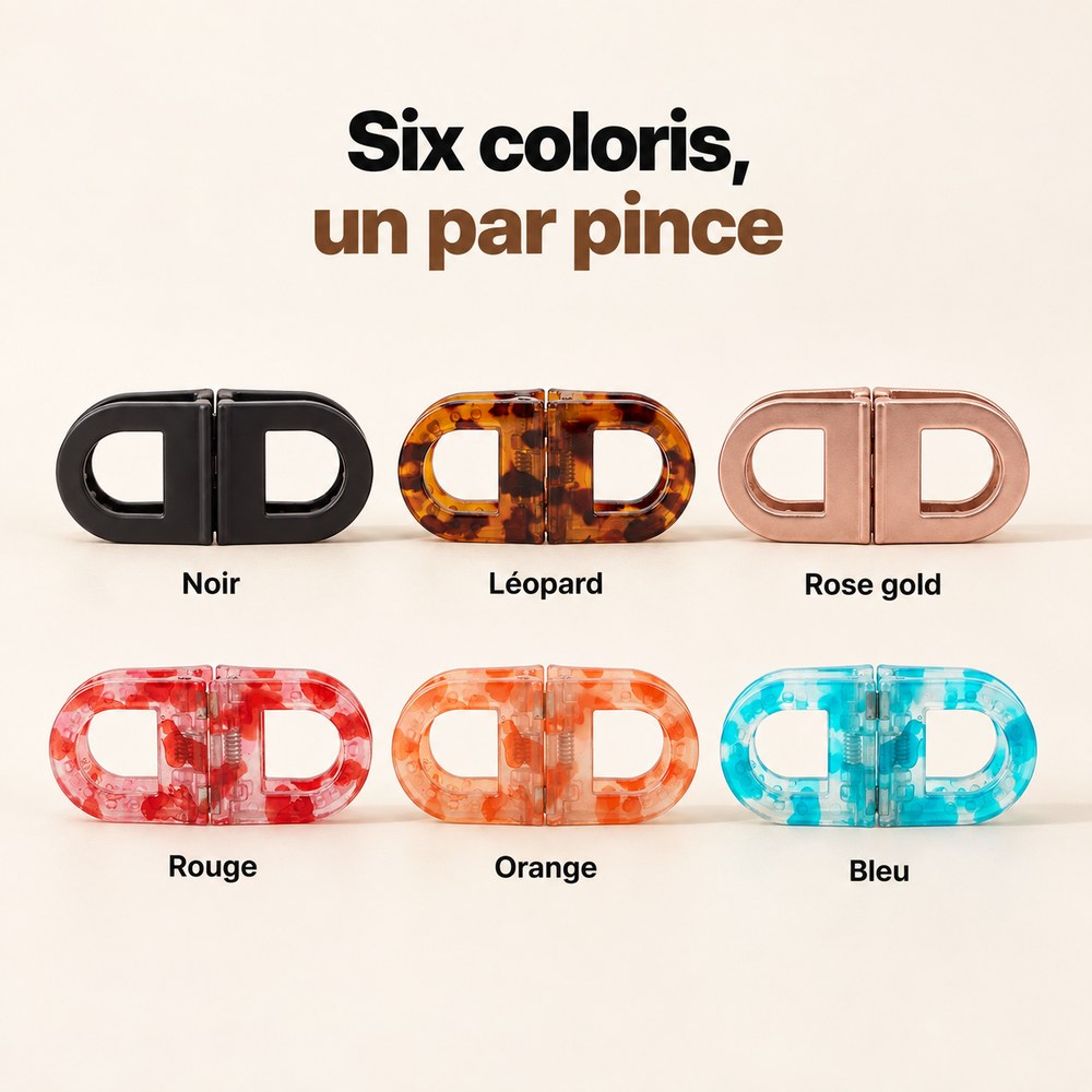 Les six coloris de la pince aimantée