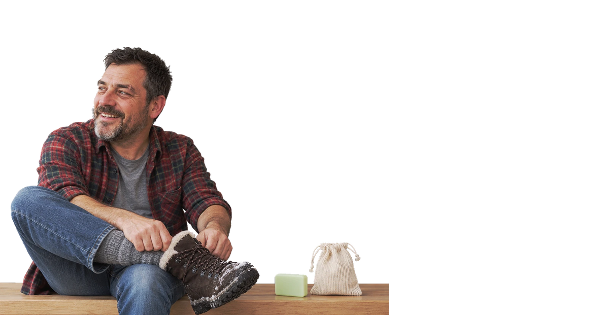 Homme qui enlève ses bottes d’hiver chez des amis