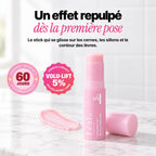 Stick repulpant rose et sa trace de baume