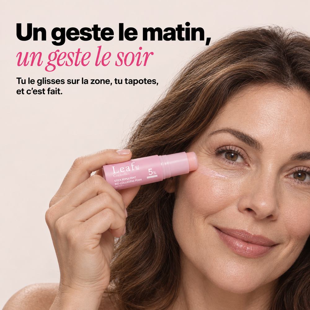 Mannequin qui glisse le stick repulpant sous son œil
