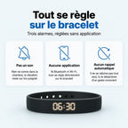 Trois alarmes réglables directement sur le bracelet réveil vibrant