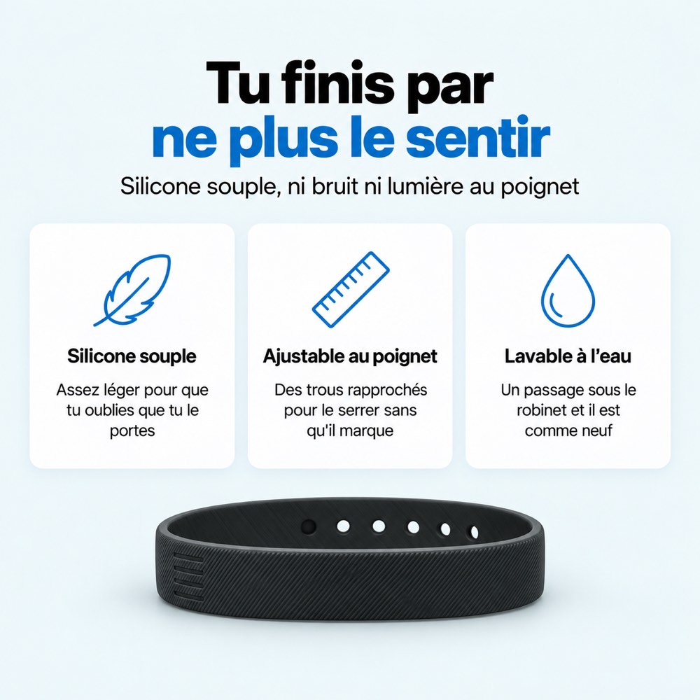 Silicone souple et ajustable du bracelet réveil vibrant WAKE