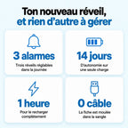 Chiffres clés du bracelet réveil vibrant, 3 alarmes et 14 jours d'autonomie
